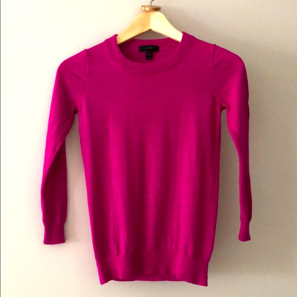 J.Crew raspberry pink merino wool sweater